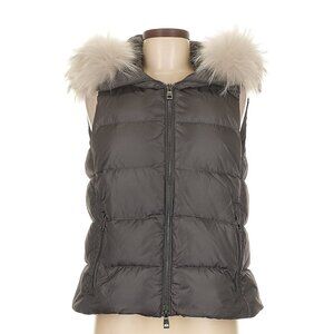 Intuition Paris Down Filled Fur Vest with Detachable Hood in Grey 38 6